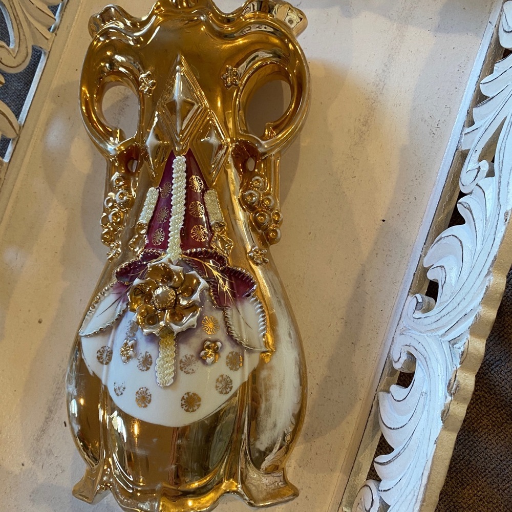 Large Antique Porcelain Pink & Gold Vase